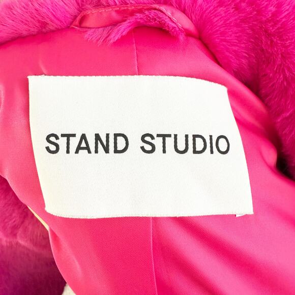 Stand Studio Pink Faux Fur Savannah Jacket Women's Size 34/XS 100% Polyester - Picture 6 of 10